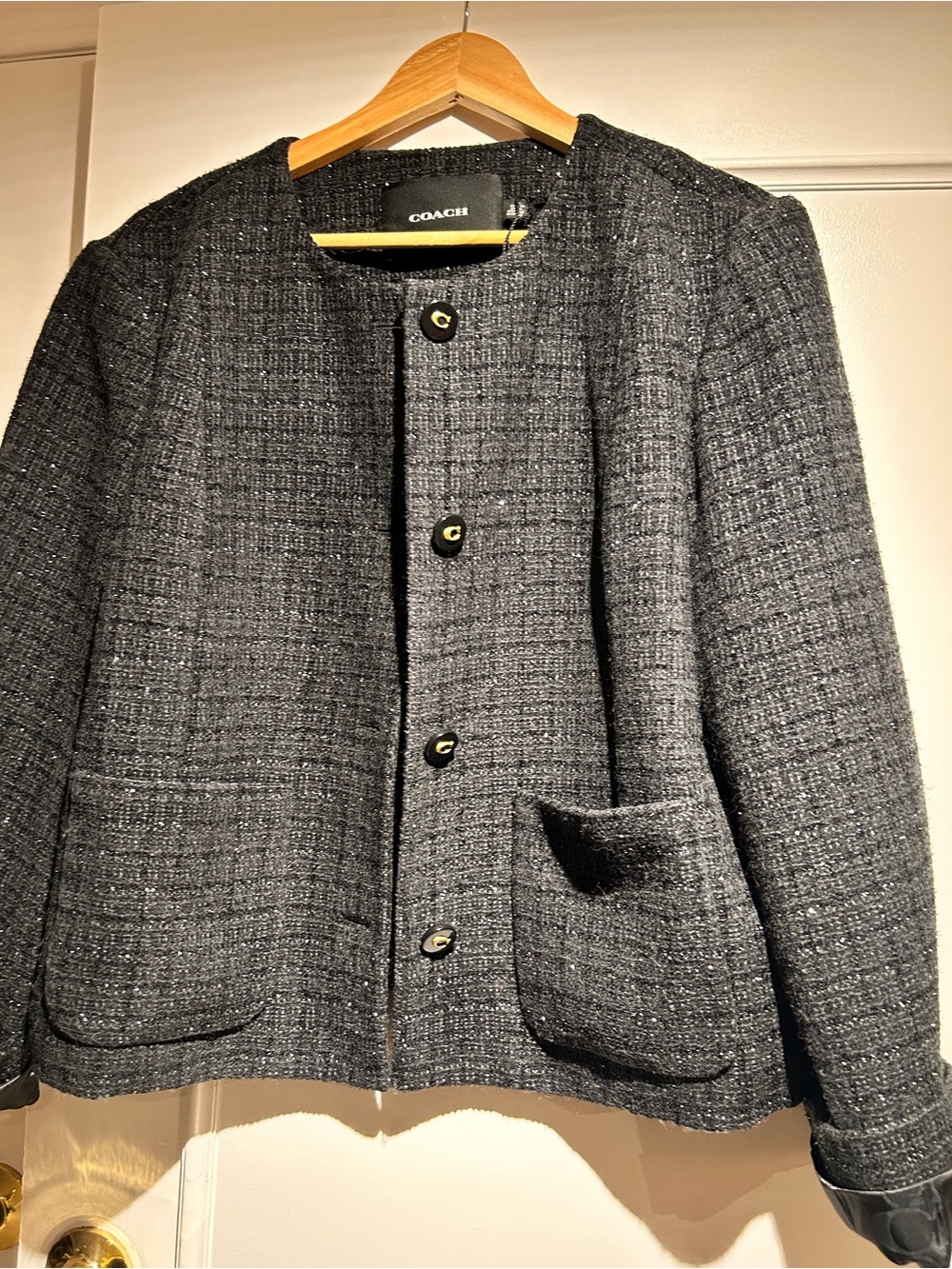 Coach Textured Black Tweed Jacket